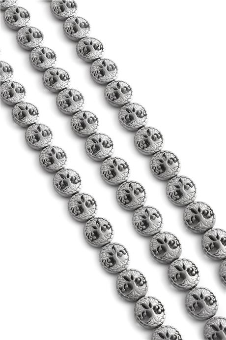 Hematite Natural Stone Matte Light Grey Circle Cut 12mm String Of Beads