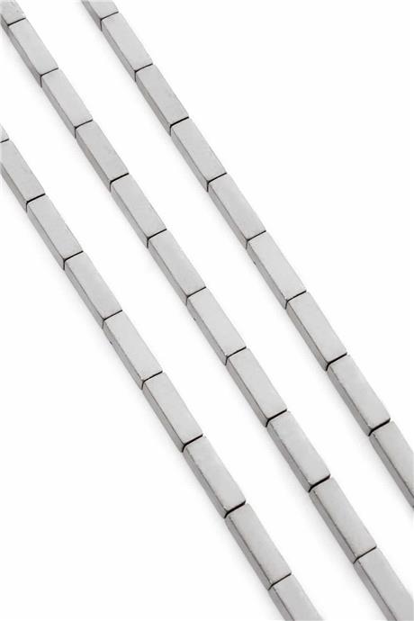 Hematite Natural Stone Matte Light Grey Rectangular Cut 4x13mm String Of Beads