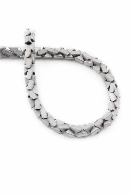 Hematite Natural Stone Matte Light Grey Bow Cut 7x7mm String Of Beads