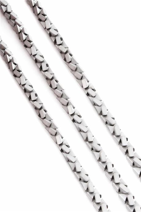 Hematite Natural Stone Matte Light Grey Bow Cut 7x7mm String Of Beads