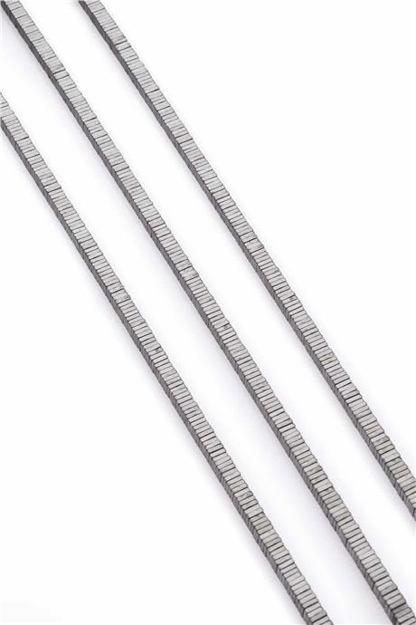 Hematite Natural Stone Matte Light Grey Square Dore Cut 4x1mm String Of Beads