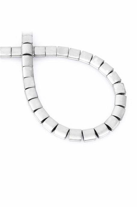 Hematite Natural Stone Matte Light Grey Square Cut 7x7mm String Of Beads