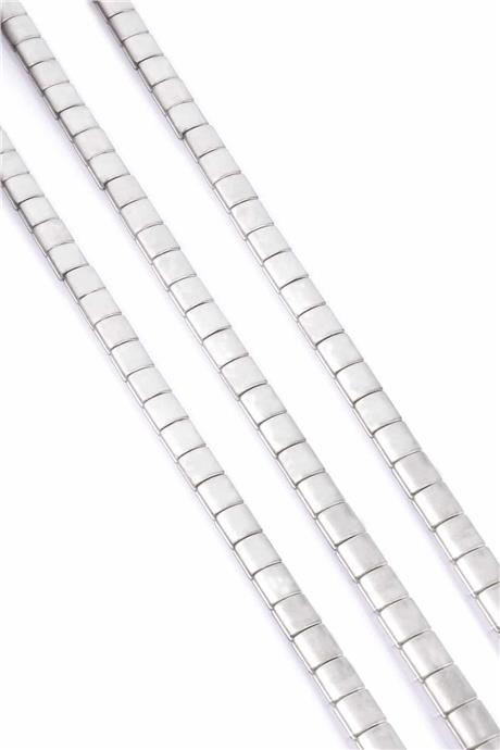 Hematite Natural Stone Matte Light Grey Square Cut 7x7mm String Of Beads