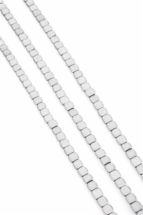 Hematit Taşı Yassı Kare Kanallı Kesim Mat Açık Gri 6x6mm Doğal Taş Dizi