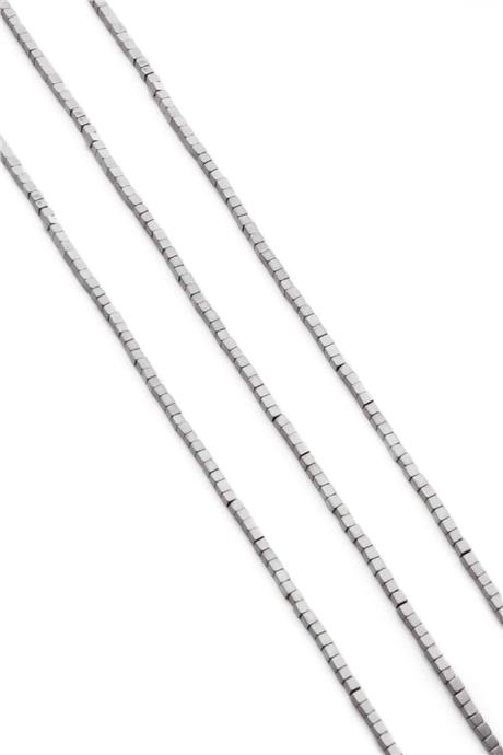 Hematite Natural Stone Matte Light Grey Cube Cut 2x2mm String Of Beads
