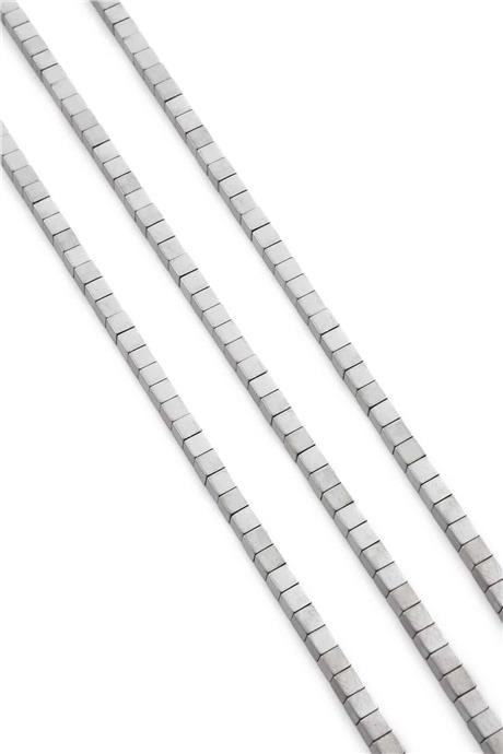 Hematit Taşı Küp Kesim Mat Açık Gri 3x3mm Doğal Taş Dizi