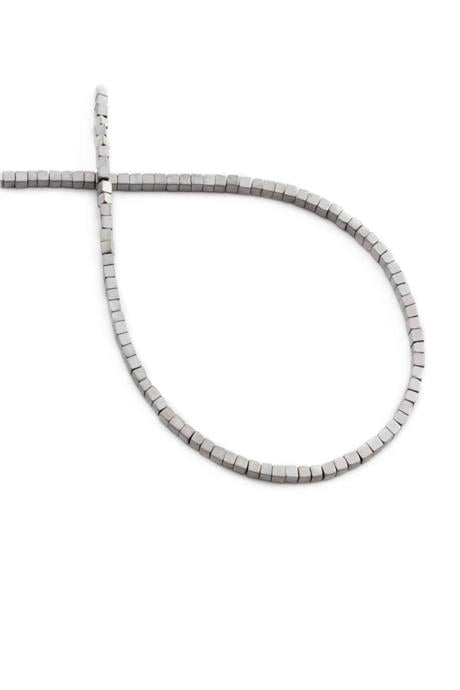 Hematite Natural Stone Matte Light Grey Cube Cut 2x2mm String Of Beads