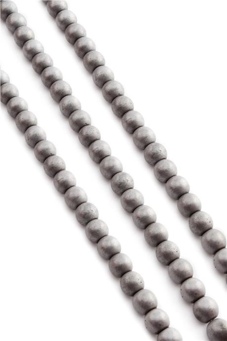 Hematit Taşı Küre Kesim Mat Açık Gri 8mm Doğal Taş Dizi