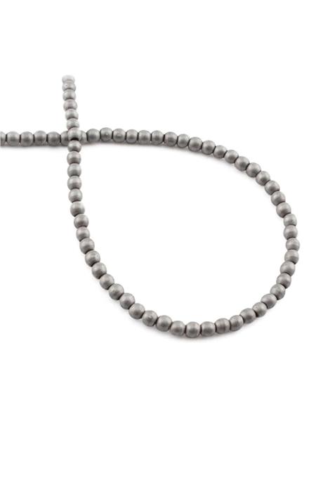 Hematite Natural Stone Matte Light Grey Globe Cut 3mm String Of Beads