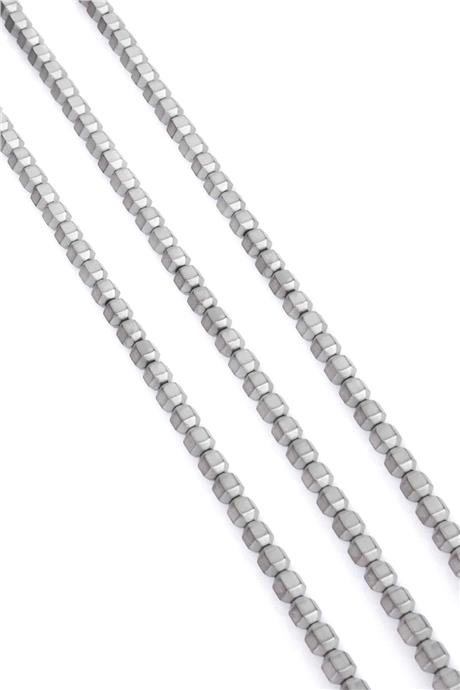 Hematite Natural Stone Matte Light Grey Special Cut 6x6mm String Of Beads