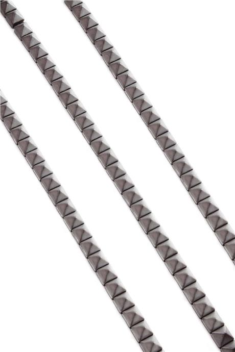 Hematite Natural Stone Matte Light Grey Pyramid Cut 6x6x6mm String Of Beads