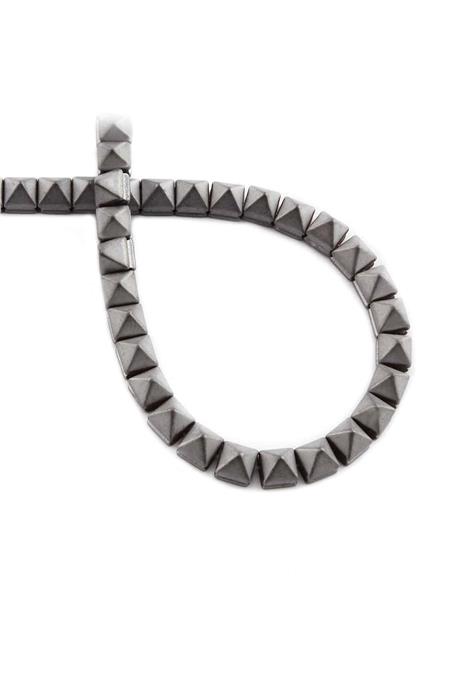 Hematite Natural Stone Matte Light Grey Pyramid Cut 6x6x6mm String Of Beads