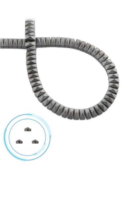 Hematit Taşı Piramit Kesim Mat Açık Gri 6x3mm Doğal Taş Dizi