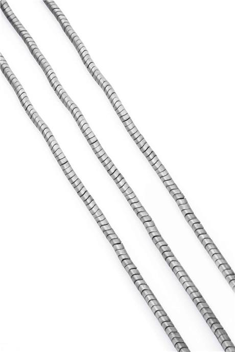 Hematit Taşı Dalgalı Rondela Kesim Mat Açık Gri 4x2mm Doğal Taş Dizi