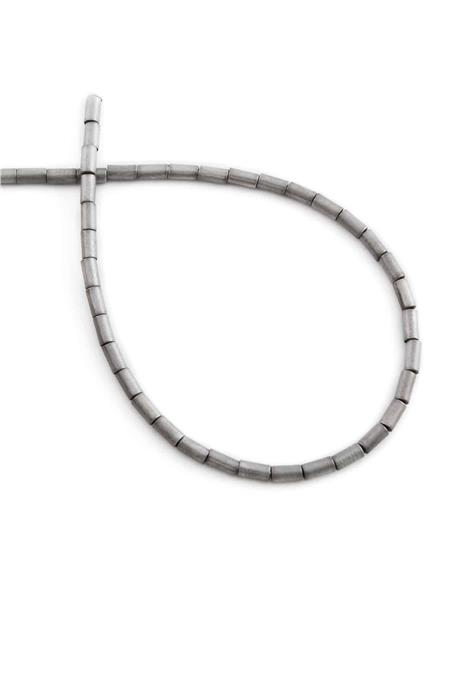 Hematite Natural Stone Matte Light Grey Cylinder Cut 2x4mm String Of Beads