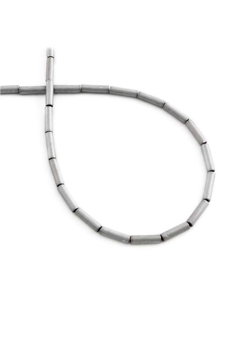 Hematite Natural Stone Matte Light Grey Cylinder Cut 2x8mm String Of Beads