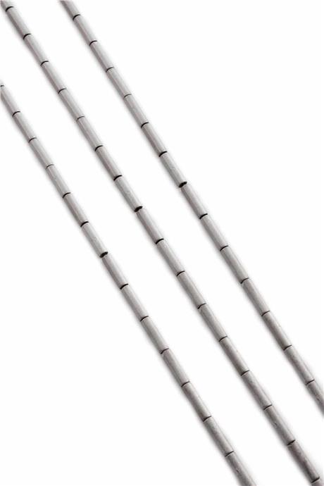 Hematite Natural Stone Matte Light Grey Cylinder Cut 2x8mm String Of Beads