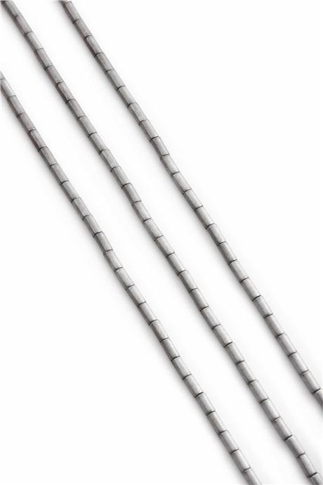 Hematite Natural Stone Matte Light Grey Cylinder Cut 2x4mm String Of Beads