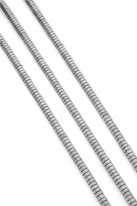 Hematite Natural Stone Matte Light Grey Vida Washer Cut 6x2mm String Of Beads