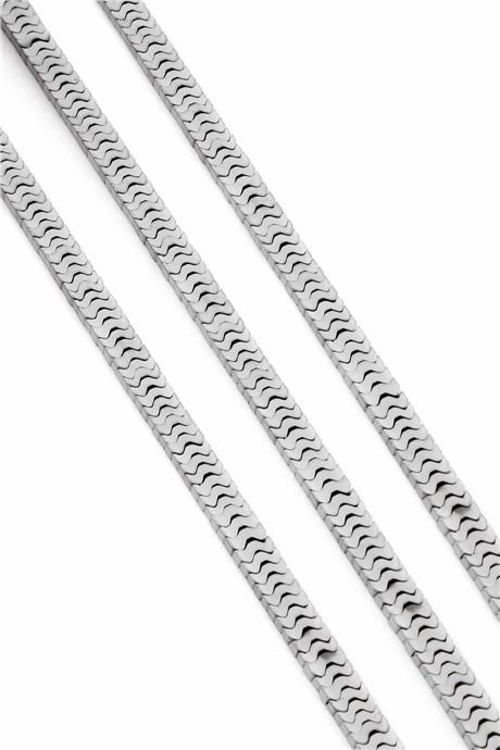 Hematit Taşı Yarasa Kesim Mat Açık Gri 7x1mm Doğal Taş Dizi