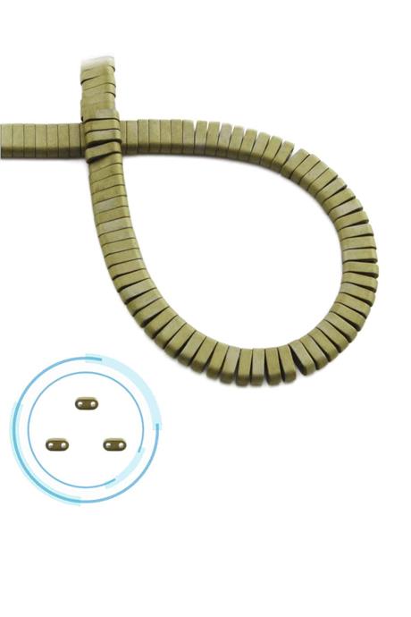 Hematite Natural Stone Matte Light Yellow Double Hole 6x2mm String Of Beads