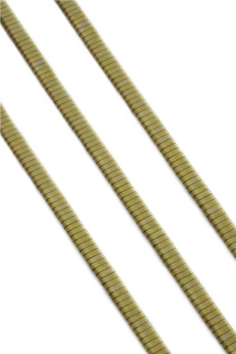 Hematite Natural Stone Matte Light Yellow Double Hole 6x2mm String Of Beads