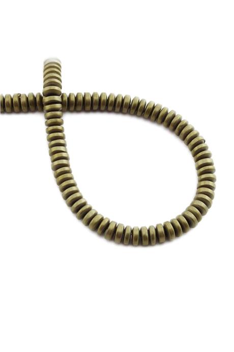 Hematite Natural Stone Matte Light Yellow Washer Cut 6x2mm String Of Beads