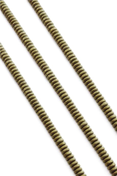 Hematite Natural Stone Matte Light Yellow Washer Cut 6x2mm String Of Beads
