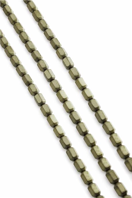Hematite Natural Stone Matte Antique Yellow 4x6mm String Of Beads