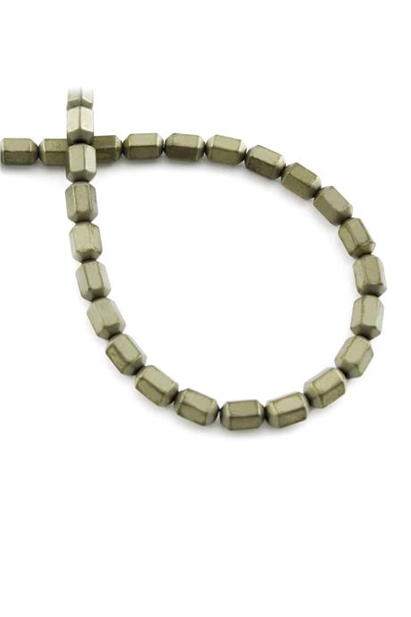 Hematite Natural Stone Matte Antique Yellow 4x6mm String Of Beads