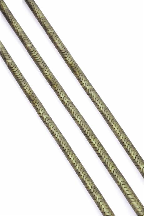 Hematit Doğal Taş Mat Antik Sarı Balık Sırtı Kesim 6x2mm Dizi