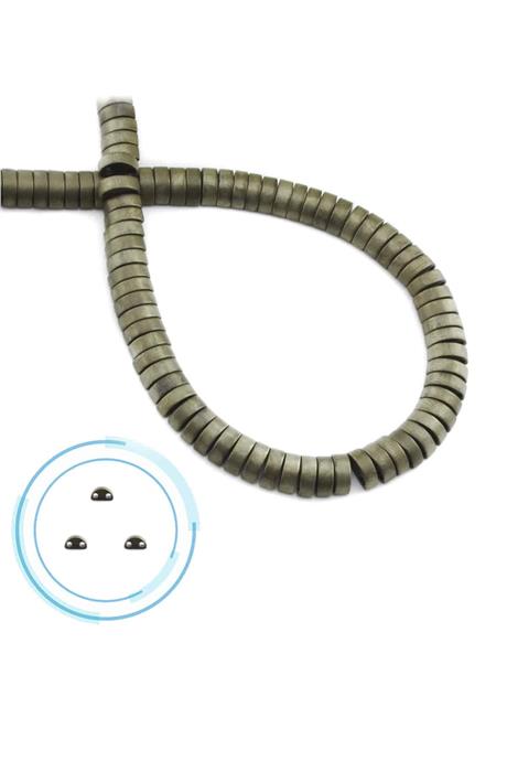 Hematite Natural Stone Matte Antique Yellow Dished Cut Double Hole 6x2mm String Of Beads