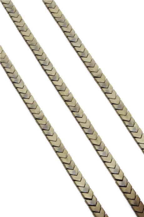 Hematite Natural Stone Matte Antique Yellow Sergeant Cut 6x3mm String Of Beads