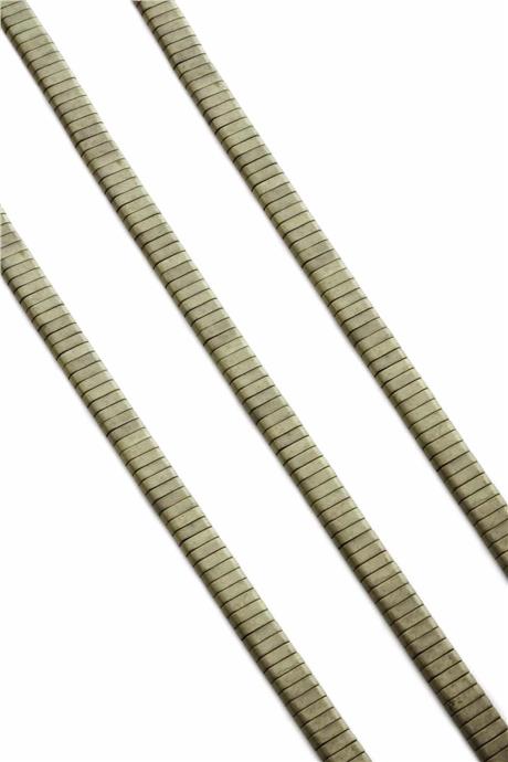 Hematite Natural Stone Matte Antique Yellow Double Hole 6x2mm String Of Beads