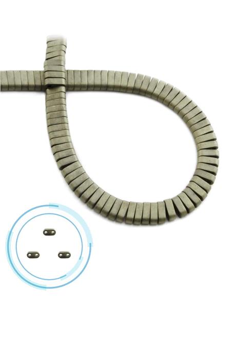 Hematite Natural Stone Matte Antique Yellow Double Hole 6x2mm String Of Beads