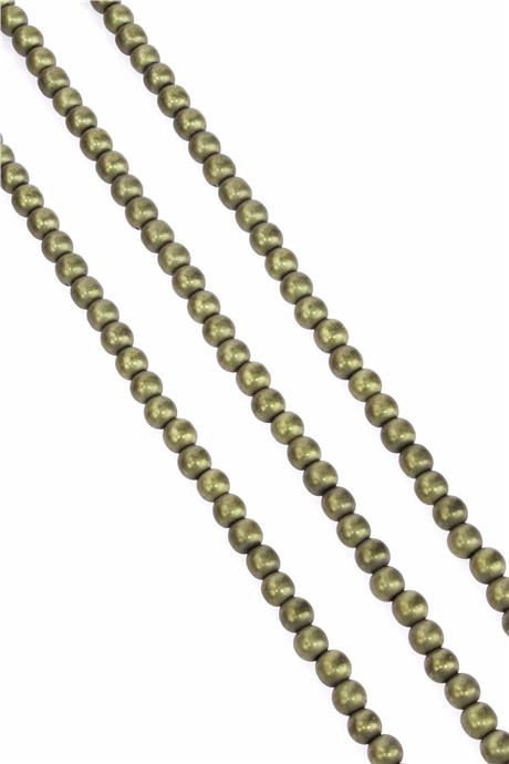 Hematite Natural Stone Matte Antique Yellow Globe Cut 6mm String Of Beads