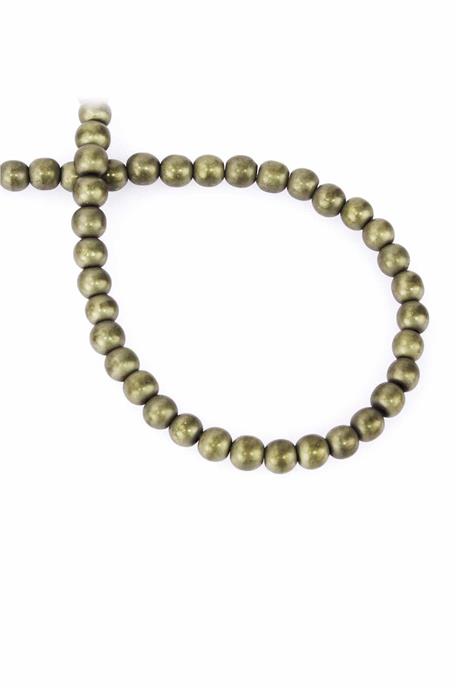 Hematite Natural Stone Matte Antique Yellow Globe Cut 6mm String Of Beads