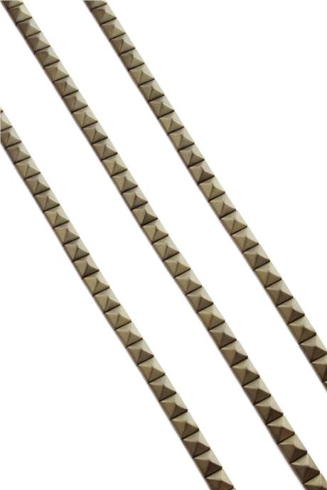 Hematite Natural Stone Matte Antique Yellow Pyramid Square Cut Double Hole 6x6mm String Of Beads