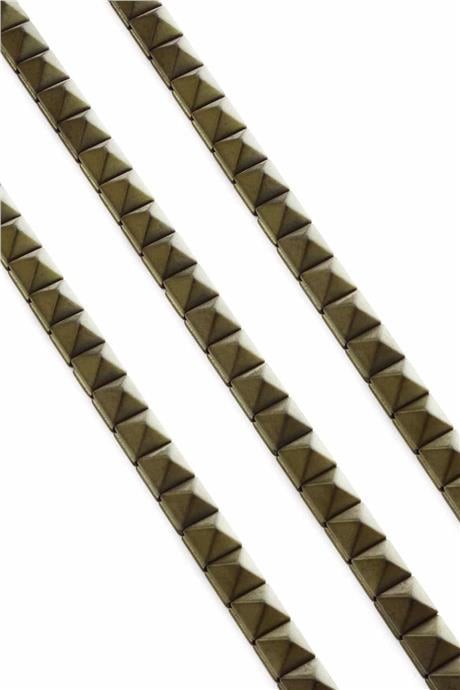 Hematit Taşı Kanallı Piramit Kesim Sarı 8x8mm Doğal Taş Dizi