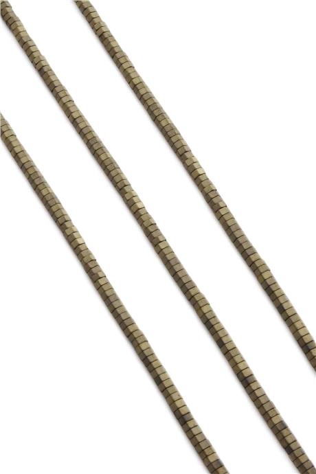 Hematite Natural Stone Matte Antique Yellow Washer Cut 4x2mm String Of Beads