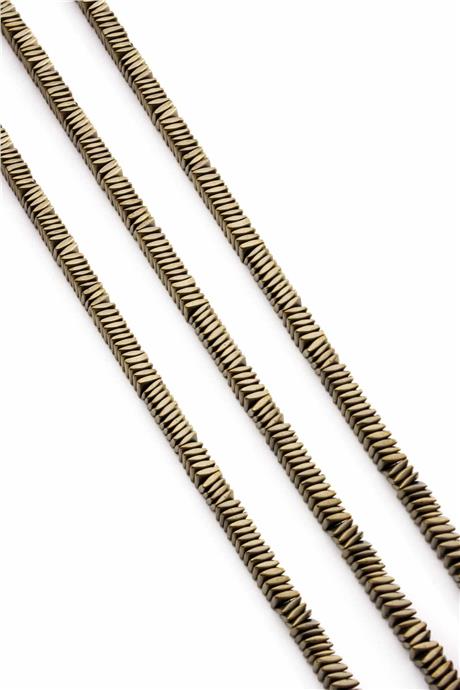 Hematite Natural Stone Matte Antique Yellow Washer Cut 4x1mm String Of Beads