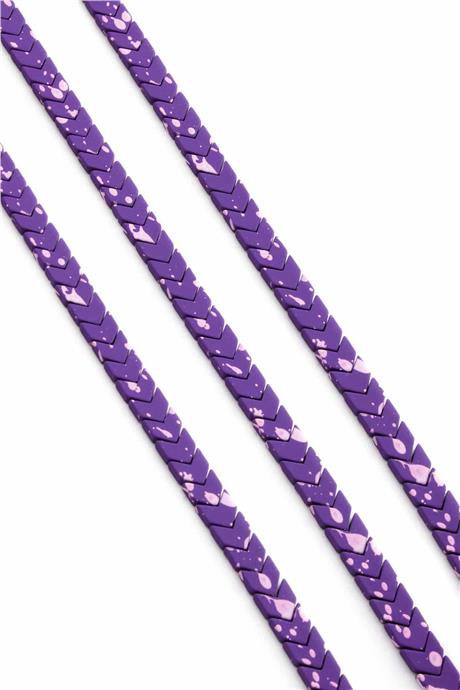 Hematit Taşı Çavuş Kesim Mat Mor 6x3mm Doğal Taş Dizi