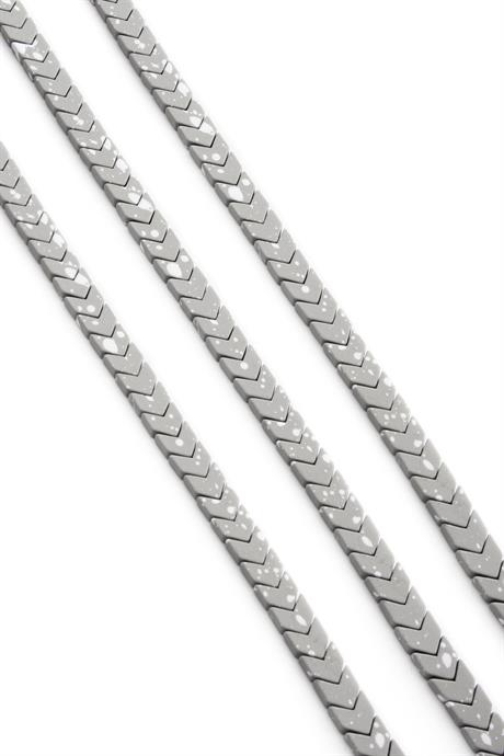 Hematite Natural Stone Matte Mottled Light Grey Sergeant Cut 6x3mm String Of Beads