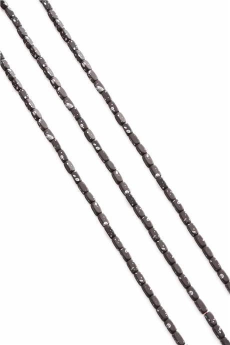 Hematite Natural Stone Matte Mottled Light Grey 2x4mm String Of Beads