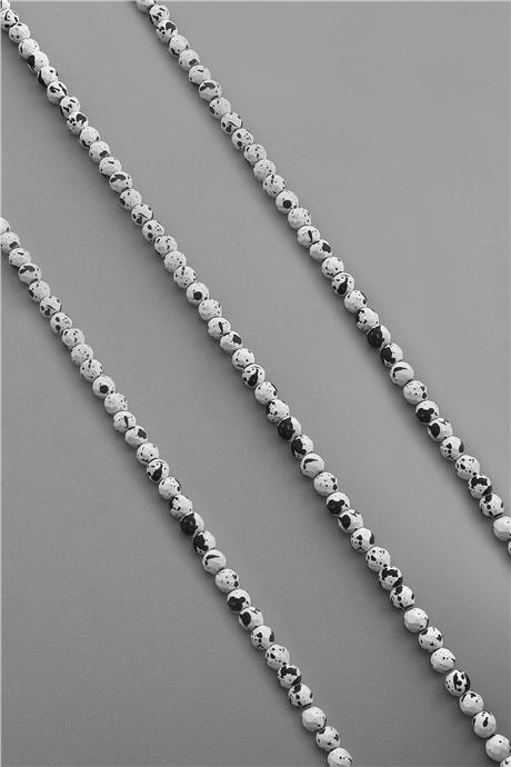 Hematite Natural Stone Matte Mottled White 4mm String Of Beads