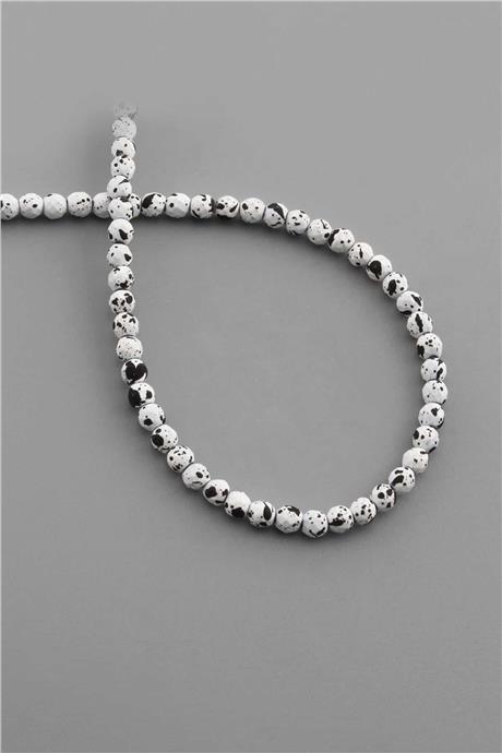 Hematite Natural Stone Matte Mottled White 4mm String Of Beads