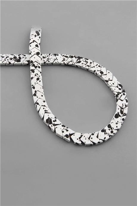 Hematite Natural Stone Matte Mottled White Sergeant Cut 6x3mm String Of Beads