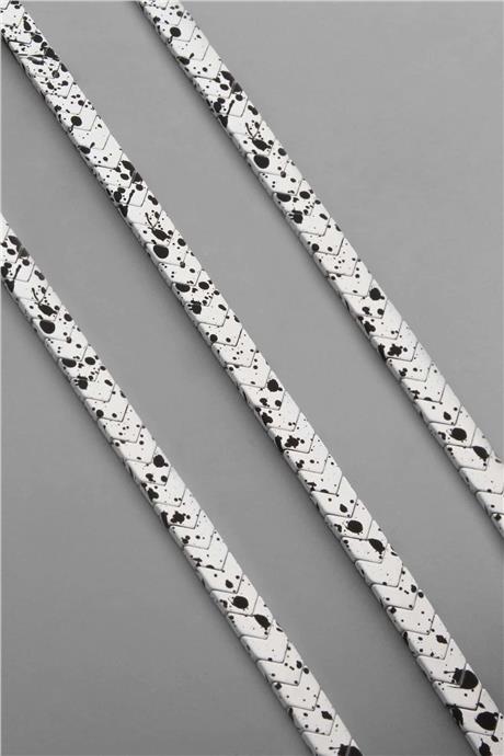 Hematite Natural Stone Matte Mottled White Sergeant Cut 6x3mm String Of Beads