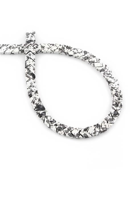 Hematite Natural Stone Matte Mottled White Sergeant Cut 6x3mm String Of Beads