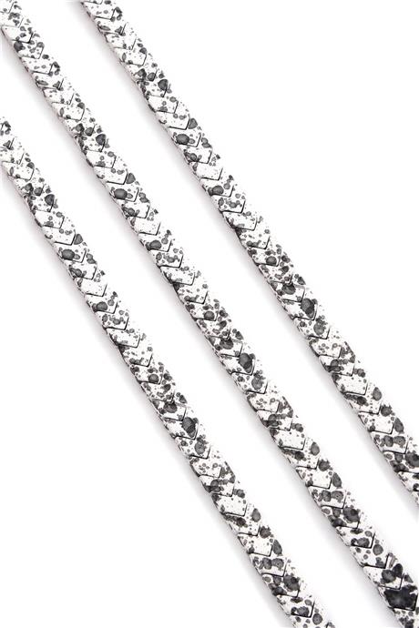 Hematite Natural Stone Matte Mottled White Sergeant Cut 6x3mm String Of Beads